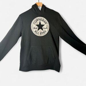 Converse - Youth Black Hoodie White Logo Pullover, Size M